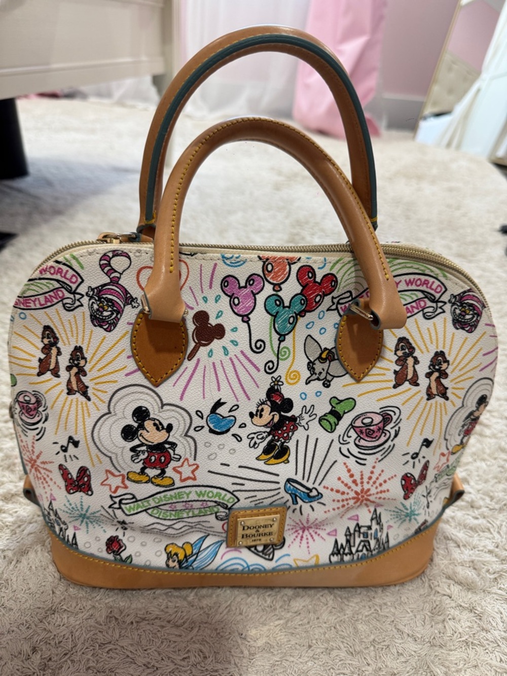 Dooney & Bourke White Multicolor Disney Canvas Satchel
